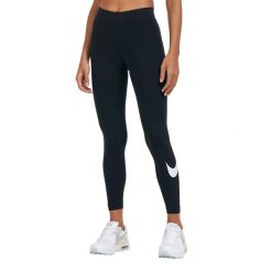 Legginsy Damskie Sportswear Essential Swoosh. Czarne legginsy Nike, bez wzorów. Za 174.99 zł.