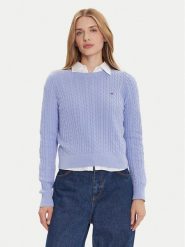 Tommy Jeans Sweter Cable Essential DW0DW22165 Niebieski Regular Fit. Niebieskie swetry Tommy Jeans, l, bez wzorów, z bawełny, bez ramiączek. Za 429.99 zł.