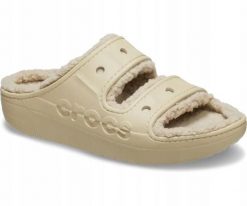 Klapki Dla Dorosłych Crocs Baya Cozzy Sandal. Brązowe klapki Crocs, bez wzorów, z materiału, bez obcasa. Za 149.99 zł.