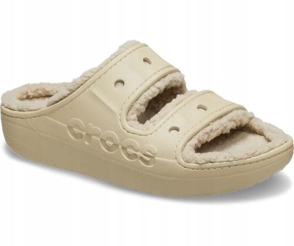 Klapki Dla Dorosłych Crocs Baya Cozzy Sandal. Brązowe klapki Crocs, bez wzorów, z materiału, bez obcasa. Za 149.99 zł.