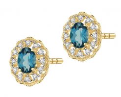 Kolczyki z żółtego złota z diamentami i topazami London Blue - próba 585. Niebieskie kolczyki Apart, z diamentem, złote. Za 2,259.00 zł.