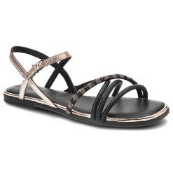 Czarne Sandały Tamaris Eleganckie Wygodne Buty Damskie. Czarne sandały Tamaris, bez wzorów, ze skóry, eleganckie, bez obcasa, na płaskiej podeszwie, bez zapięcia. Za 179.00 zł.