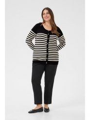 KAFFE curve Kardigan "Lizzy" w kolorze kremowo-czarnym rozmiar: L. Czarne kardigany KAFFE curve, l, bez wzorów. Za 104.99 zł.