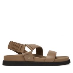 Sandały Max Mara. Brązowe sandały Max Mara, bez wzorów, bez obcasa, na płaskiej podeszwie, bez zapięcia. Za 2,429.00 zł.