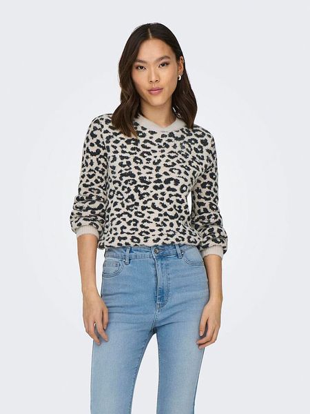 JDY Sweter "Lorraine" w kolorze kremowo-czarnym rozmiar: L. Brązowe swetry JDY, l, bez wzorów, bez ramiączek. Za 95.69 zł.