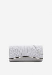 Srebrna Brokatowa Torebka Kopertówka z Łańcuszkiem Bobbette. Szare torby na ramię Renee, bez wzorów, eleganckie, na ramię, małe, bez dodatków. Za 49.99 zł.