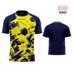 Koszulka Givova Art Sports Interlock Fluo Żółto-Niebieska 3XL. Niebieskie bluzki Givova, xl, bez wzorów, z poliesteru, sportowe, bez kołnierzyka, bez ramiączek. W wyprzedaży za 80.35 zł.
