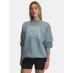 Bluza Damska Oversize Z Logo Under Armour Rival Fleece Varsity. Szare bluzy Under Armour, bez wzorów, bez kaptura. W wyprzedaży za 163.50 zł.