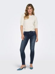 ONLY Dżinsy - Skinny fit - w kolorze granatowym rozmiar: XS/L32. Niebieskie jeansy Only, l, z aplikacjami, z podwyższonym stanem. Za 92.42 zł.