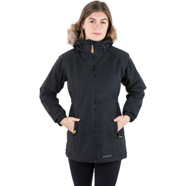 Kurtka Parka Damska Z Długimi Rękawami. Czarne parki Trespass, xl, z futra, z kapturem. Za 310.99 zł.