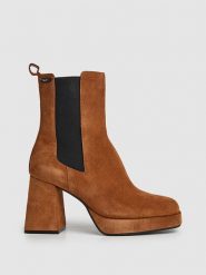Pepe Jeans FOOTWEAR Skórzane botki "Abba" w kolorze jasnobrązowym rozmiar: 39. Brązowe botki Pepe Jeans FOOTWEAR, bez wzorów, z jeansu, bez obcasa, bez zapięcia. Za 245.96 zł.
