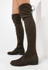 Zielone Kozaki Lady In Grey. Zielone kozaki Born2be, za kolano, bez obcasa, na płaskiej podeszwie, bez zapięcia. W wyprzedaży za 127.49 zł.
