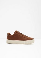 Sneakersy. Brązowe obuwie sportowe bonprix, bez zapięcia. Za 149.99 zł.