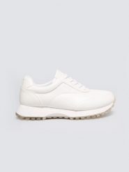 Sneakersy damskie ze skóry ekologicznej białe OO274023 101. Białe obuwie sportowe Big Star, ze skóry ekologicznej, bez zapięcia. Za 209.99 zł.