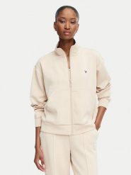 Guess Bluza V6YQ17 K4313 Beżowy Regular Fit. Brązowe bluzy Guess, xxl, z aplikacjami, z syntetyku, bez kaptura. Za 394.99 zł.