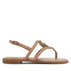 Sandały Nine West. Brązowe sandały Nine West, bez wzorów, bez obcasa, na płaskiej podeszwie, bez zapięcia. Za 179.99 zł.