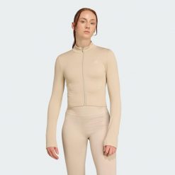 Bluza Workout Essentials Full-Zip Knit. Brązowe bluzy Adidas, m, bez wzorów, bez kaptura. Za 219.00 zł.