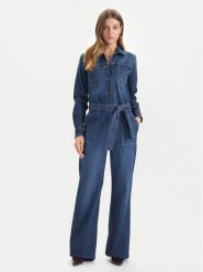 Guess Jeans Kombinezon W5BD97 D0026 Granatowy Wide Leg. Niebieskie sukienki Guess Jeans, z aplikacjami, z bawełny, bez kołnierzyka, bez ramiączek. Za 649.99 zł.