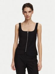 Calvin Klein Top LV044G235G Czarny Regular Fit. Czarne topy Calvin Klein, l, bez wzorów, z syntetyku, bez kołnierzyka, bez ramiączek. Za 329.99 zł.