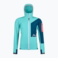 Kurtka softshell damska ORTOVOX Berrino Hooded. Niebieskie kurtki sportowe ORTOVOX, bez wzorów, z softshellu, bez kaptura, trekkingowe. Za 999.99 zł.