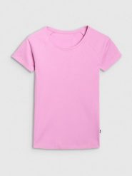4F T-shirt regular z prążkowanej dzianiny damski - różowy S. Czerwone t-shirty 4f, s, bez wzorów, z bawełny, bez kołnierzyka, bez ramiączek. W wyprzedaży za 39.99 zł.