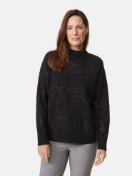 Gerry Weber Sweter w kolorze czarnym rozmiar: 44. Czarne swetry Gerry Weber, bez wzorów, bez ramiączek. Za 298.67 zł.
