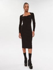 KARL LAGERFELD Sukienka dzianinowa 235W1312 Czarny Slim Fit. Czarne sukienki KARL LAGERFELD, xl, bez wzorów, z dzianiny, bez kołnierzyka, bez ramiączek. Za 1,119.00 zł.