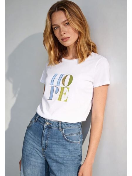 More & More Koszulka w kolorze białym rozmiar: 40. Białe bluzki More & More, bez wzorów, bez kołnierzyka, bez ramiączek. Za 139.95 zł.