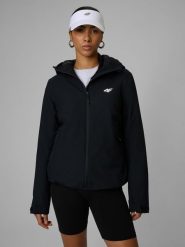 4F Kurtka przejściowa membrana 5000 damska - czarna XL. Czarne kurtki 4f, na jesień, l, bez wzorów, bez kaptura. Za 299.99 zł.