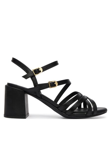 Clarks Sandały Ezoria Strap 26185893 Czarny. Czarne sandały Clarks, bez wzorów, ze skóry, bez obcasa, na słupku, bez zapięcia. Za 235.99 zł.