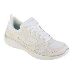 Buty sportowe Sneakersy damskie, Skechers Summits Suited. Białe obuwie sportowe Skechers, z materiału, bez zapięcia, trekkingowe, Skechers Sport. Za 229.99 zł.