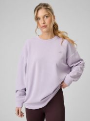 4F Bluza dresowa regular z modalem damska - fioletowa L. Fioletowe bluzy 4f, l, bez wzorów, z dresówki, bez kaptura. Za 189.99 zł.