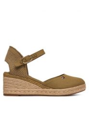 Tommy Hilfiger Espadryle Mid Wedge Espad Closed Toe FW0FW09233 Brązowy. Brązowe espadryle TOMMY HILFIGER, bez wzorów, z materiału, bez obcasa, bez zapięcia. Za 409.99 zł.