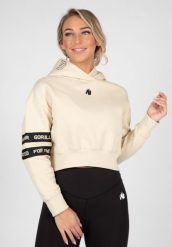 Tracey Cropped Bluza z kapturem - Beżowy. Brązowe bluzy GORILLA WEAR, l, bez wzorów, z bawełny, z kapturem. Za 356.00 zł.