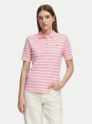Tommy Hilfiger Polo 1985 WW0WW43224 Różowy jasny Regular Fit. Czerwone koszulki polo TOMMY HILFIGER, l, bez wzorów, z bawełny, bez kołnierzyka, bez ramiączek. Za 329.99 zł.
