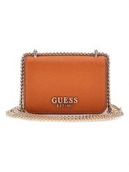 Guess Torebka w kolorze jasnobrązowym - 12 x 8 x 3 cm rozmiar: onesize. Brązowe torby na ramię Guess, z aplikacjami, z materiału, na ramię, bez dodatków. Za 220.12 zł.