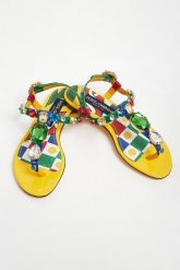 Sandały damskie skórzana DOLCE & GABBANA. Sandały Dolce & Gabbana, bez wzorów, bez obcasa, bez zapięcia. W wyprzedaży za 3,989.25 zł.