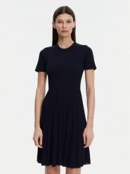 MICHAEL Michael Kors Sukienka dzianinowa MS5830OBFD Granatowy Slim Fit. Niebieskie sukienki MICHAEL Michael Kors, l, bez wzorów, z dzianiny, bez kołnierzyka, bez ramiączek. Za 659.99 zł.