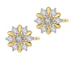 Kolczyki z żółtego złota z diamentami - 0,008 ct - próba 375. Żółte kolczyki Apart, z diamentem, złote. Za 1,229.00 zł.