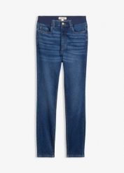 Dżinsy Skinny z wysokim stanem, wygodna talia. Niebieskie jeansy bonprix, bez wzorów, z podwyższonym stanem. Za 147.99 zł.