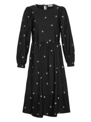 MOSS COPENHAGEN Sukienka "Beninette Nona" w kolorze czarno-białym rozmiar: XS. Białe sukienki Moss Copenhagen, xs, bez wzorów, bez kołnierzyka, bez ramiączek, midi, rozkloszowane. Za 105.38 zł.