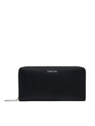Calvin Klein Duży Portfel Damski Ck Must Large Zip Around Wallet K60K606698 Czarny. Czarne portfele Calvin Klein, bez wzorów, ze skóry. Za 229.99 zł.