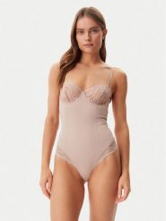 Calvin Klein Underwear Body 000QF8002E Beżowy. Brązowe body Calvin Klein Underwear, l, bez wzorów, z syntetyku. Za 189.99 zł.