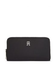 Tommy Hilfiger Duży Portfel Damski Poppy Th Large Za AW0AW15642 Czarny. Czarne portfele TOMMY HILFIGER, bez wzorów, z materiału. Za 219.99 zł.