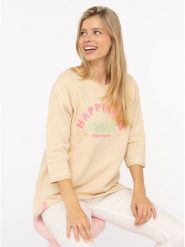 Zwillingsherz Koszulka "Smile" w kolorze beżowym rozmiar: S. Brązowe bluzki Zwillingsherz, s, bez wzorów, bez kołnierzyka, bez ramiączek. Za 113.99 zł.