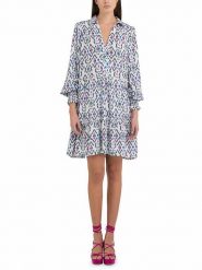 Replay Sukienka w kolorze biało-niebiesko-różowym rozmiar: S. Białe sukienki Replay, s, bez wzorów, bez kołnierzyka, bez ramiączek, mini. Za 348.62 zł.