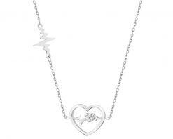 Naszyjnik srebrny z cyrkoniami - EKG serca, serca. Szare naszyjniki Apart, z cyrkonią, srebrne. Za 229.00 zł.