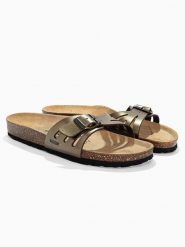 BACKSUN Skórzane klapki "Venecia" w kolorze szarobrązowym rozmiar: 37. Brązowe klapki Backsun, bez wzorów, z materiału, z otwartym noskiem, bez obcasa. Za 117.99 zł.