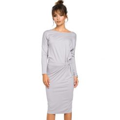 Sukienka w kolorze jasnoszarym. Szare sukienki Be Wear, l, bez wzorów, bez kołnierzyka, bez ramiączek, maxi. Za 149.95 zł.