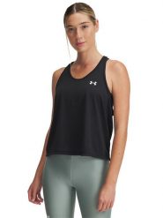 Under Armour Top sportowy w kolorze czarnym rozmiar: L. Czarne koszulki sportowe Under Armour, bez wzorów, z materiału, bez ramiączek, outdoorowe. Za 74.99 zł.